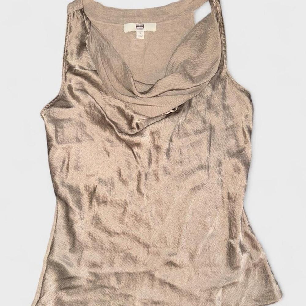 Champagne taupe silk cowl neck tank